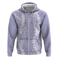 Puakenikeni and Maile Lei Zip Hoodie Purple Double Strand Lei LT9 Zip Hoodie Purple - Polynesian Pride
