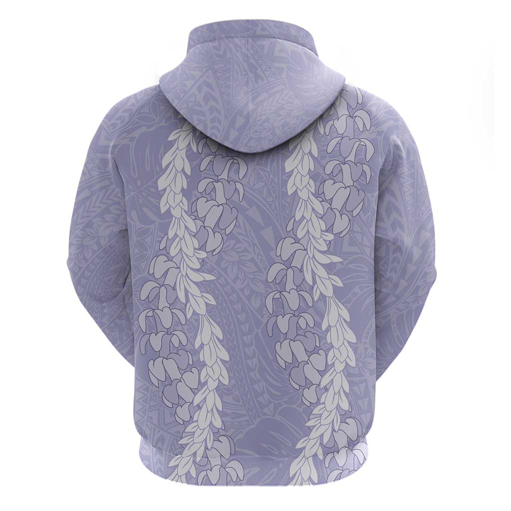 Puakenikeni and Maile Lei Zip Hoodie Purple Double Strand Lei LT9 - Polynesian Pride