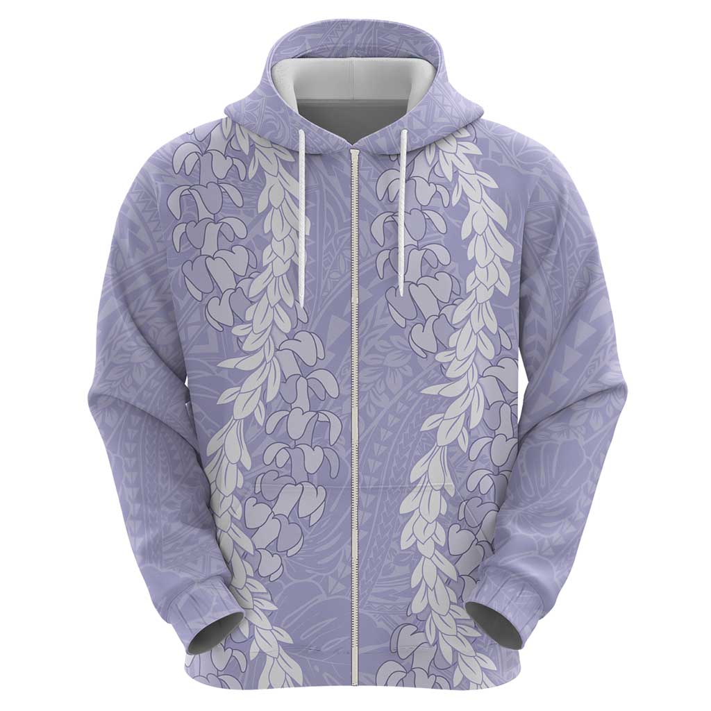 Puakenikeni and Maile Lei Zip Hoodie Purple Double Strand Lei LT9 - Polynesian Pride