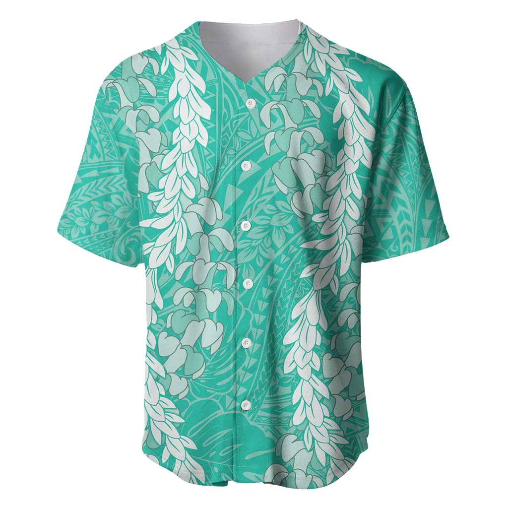 Puakenikeni and Maile Lei Baseball Jersey Sage Green Double Strand Lei