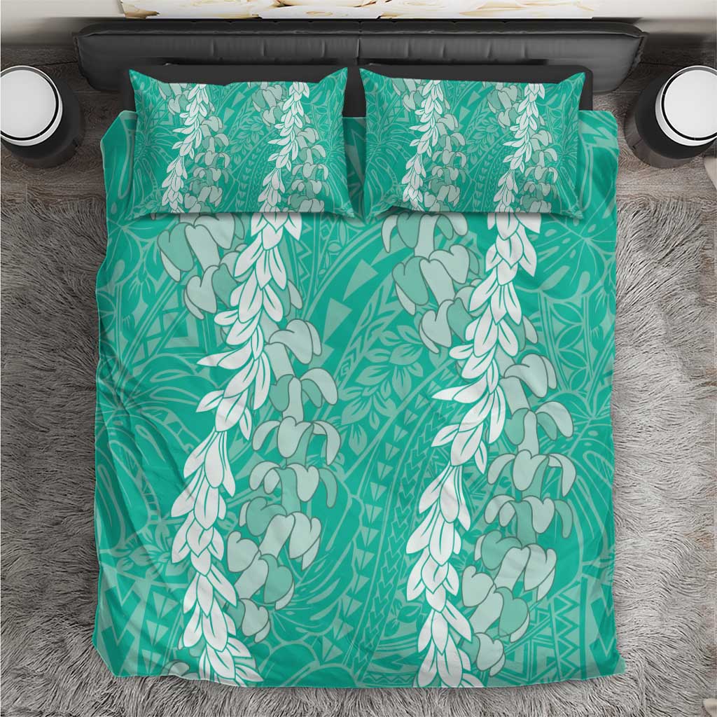 Puakenikeni and Maile Lei Bedding Set Sage Green Double Strand Lei LT9 Sage Green - Polynesian Pride