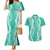 Puakenikeni and Maile Lei Couples Matching Mermaid Dress and Hawaiian Shirt Sage Green Double Strand Lei