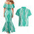 Puakenikeni and Maile Lei Couples Matching Mermaid Dress and Hawaiian Shirt Sage Green Double Strand Lei