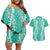 Puakenikeni and Maile Lei Couples Matching Off Shoulder Short Dress and Hawaiian Shirt Sage Green Double Strand Lei