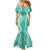 Puakenikeni and Maile Lei Family Matching Mermaid Dress and Hawaiian Shirt Sage Green Double Strand Lei