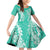 Puakenikeni and Maile Lei Family Matching Off Shoulder Short Dress and Hawaiian Shirt Sage Green Double Strand Lei
