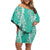 Puakenikeni and Maile Lei Family Matching Off Shoulder Short Dress and Hawaiian Shirt Sage Green Double Strand Lei