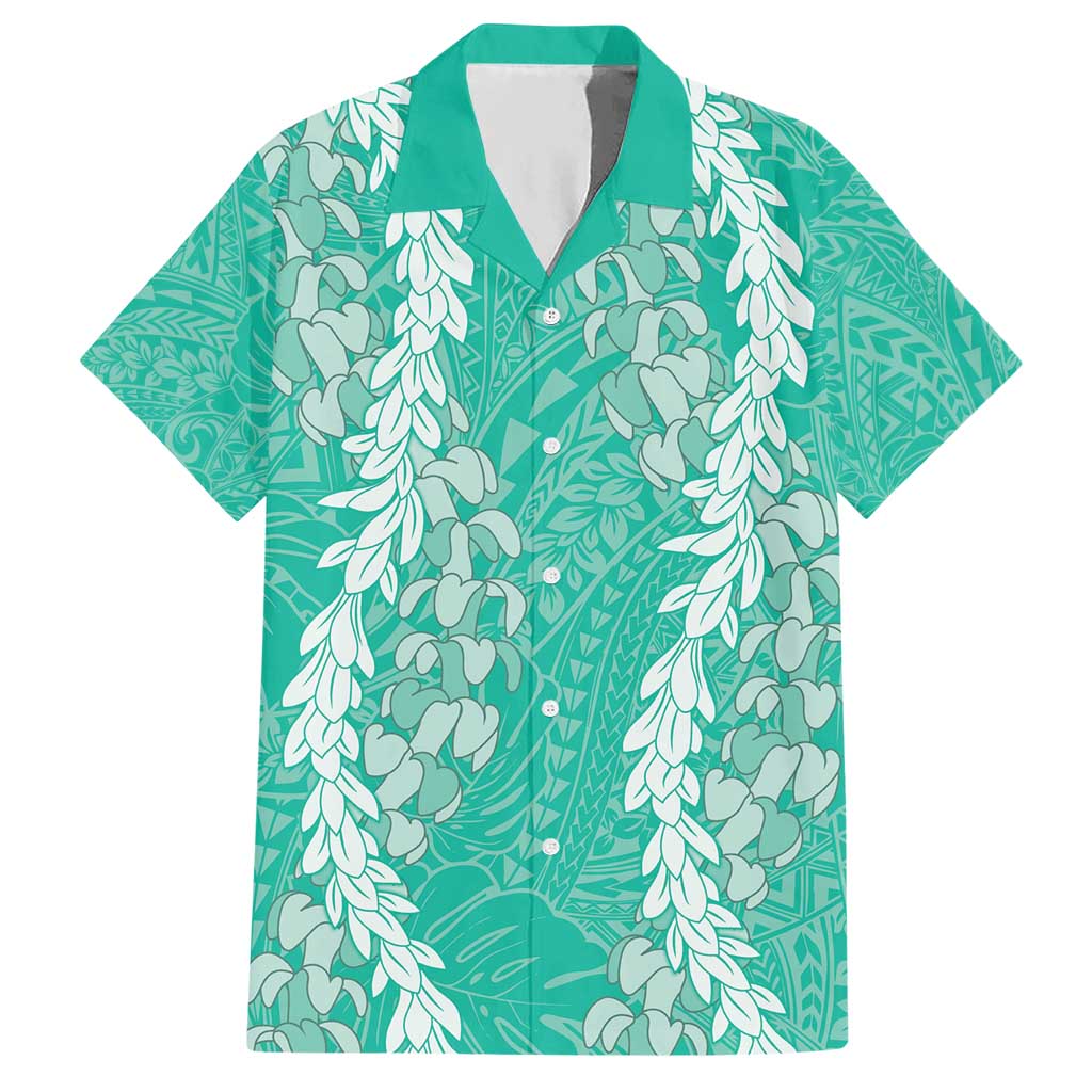 Puakenikeni and Maile Lei Hawaiian Shirt Sage Green Double Strand