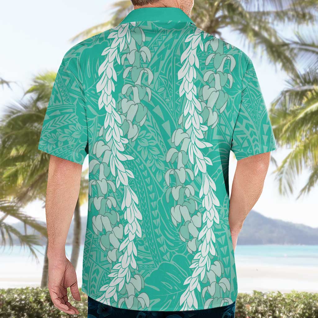 Puakenikeni and Maile Lei Hawaiian Shirt Sage Green Double Strand Lei