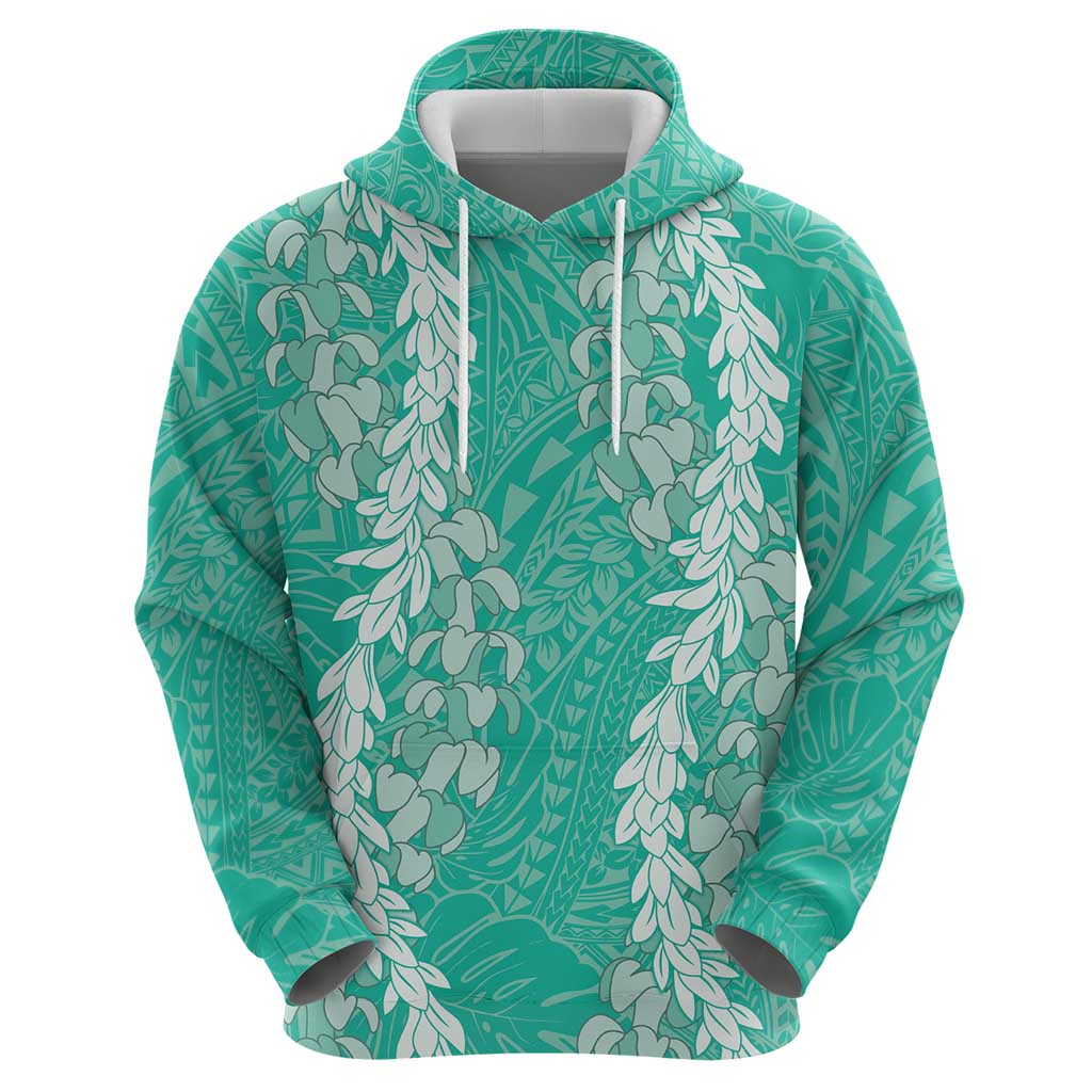 Puakenikeni and Maile Lei Hoodie Sage Green Double Strand Lei