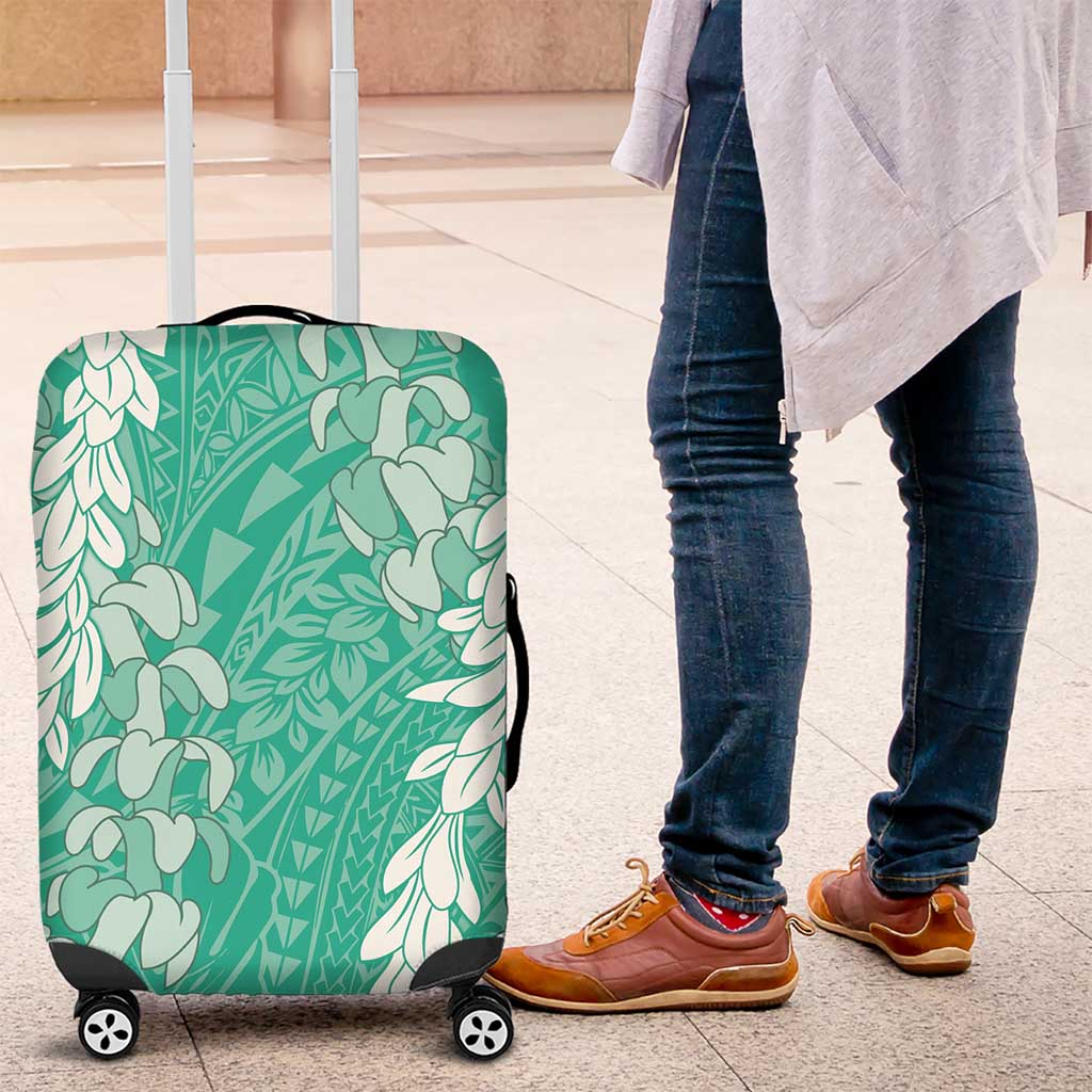 Puakenikeni and Maile Lei Luggage Cover Sage Green Double Strand Lei LT9 Sage Green - Polynesian Pride