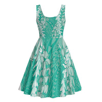 Puakenikeni and Maile Lei Midi Dress Sage Green Double Strand Lei - Polynesian Pride