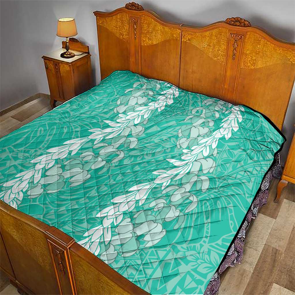 Puakenikeni and Maile Lei Quilt Sage Green Double Strand Lei