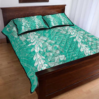 Puakenikeni and Maile Lei Quilt Bed Set Sage Green Double Strand Lei