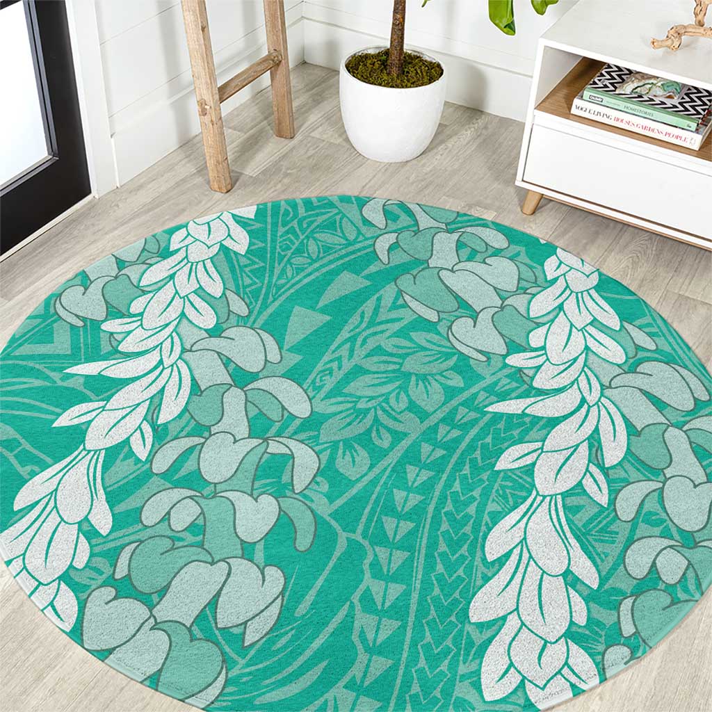 Puakenikeni and Maile Lei Round Carpet Sage Green Double Strand Lei LT9 Sage Green - Polynesian Pride