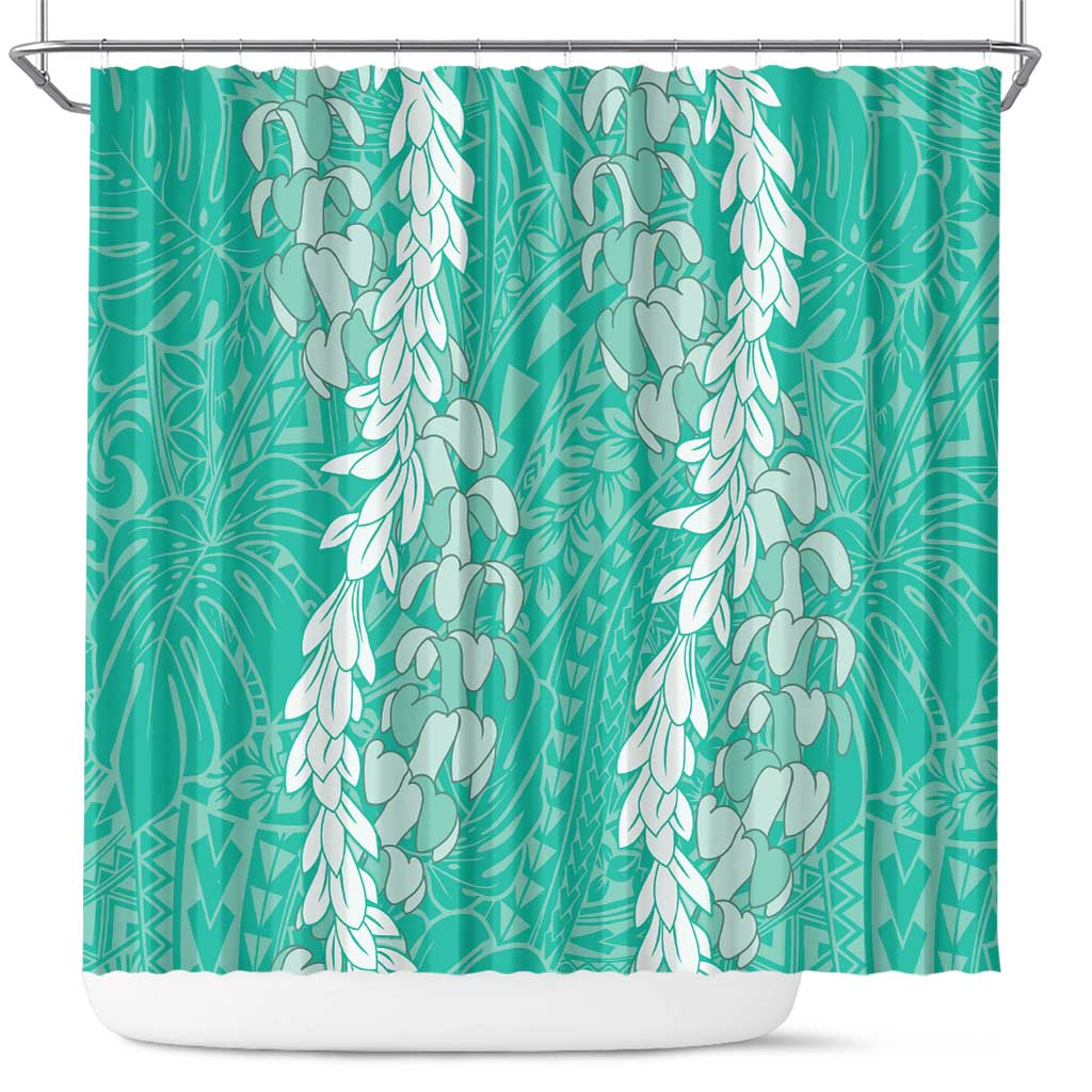 Puakenikeni and Maile Lei Shower Curtain Sage Green Double Strand Lei LT9 Sage Green - Polynesian Pride