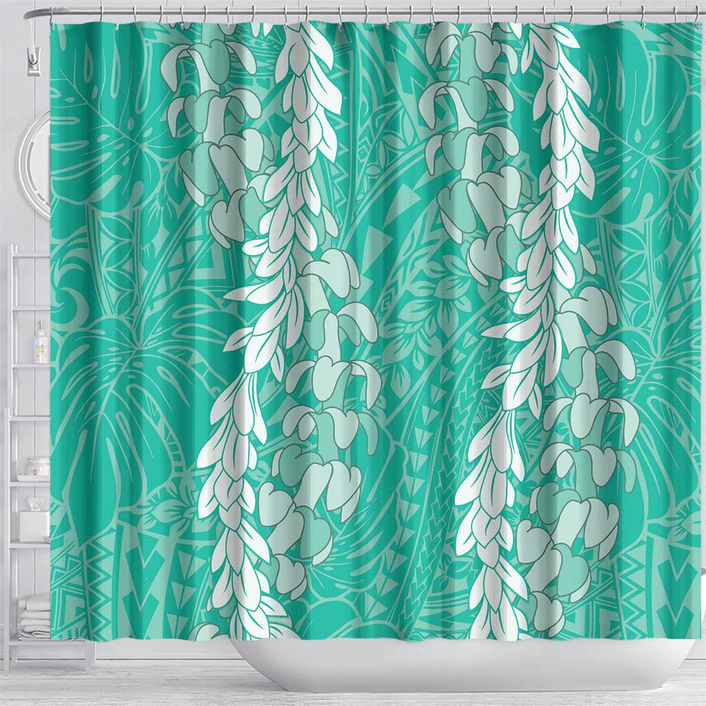 Puakenikeni and Maile Lei Shower Curtain Sage Green Double Strand Lei LT9 - Polynesian Pride