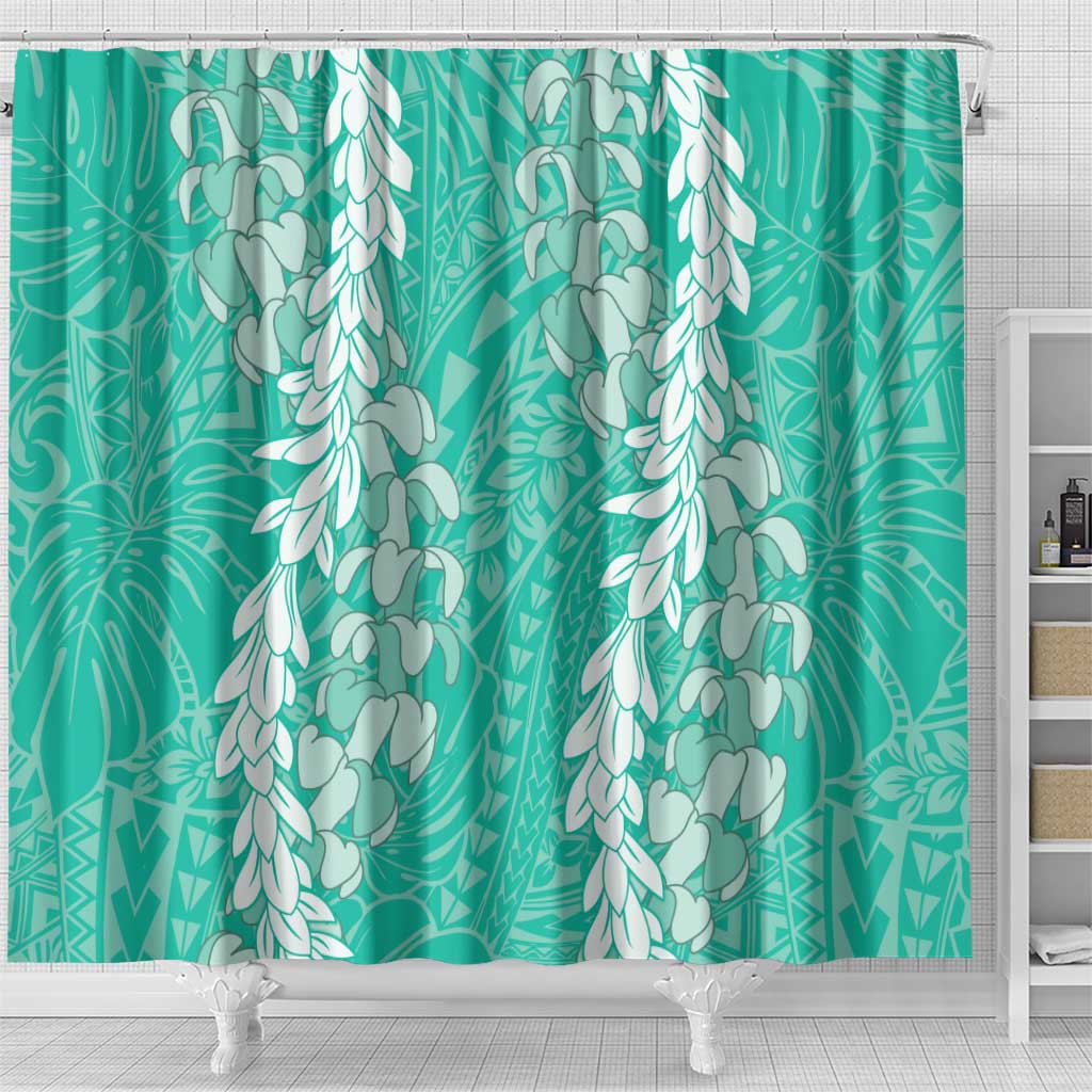 Puakenikeni and Maile Lei Shower Curtain Sage Green Double Strand Lei LT9 - Polynesian Pride