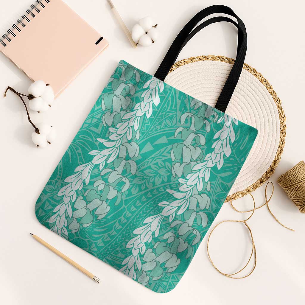 Puakenikeni and Maile Lei Tote Bag Sage Green Double Strand Lei LT9 Black Strap One Size Sage Green - Polynesian Pride