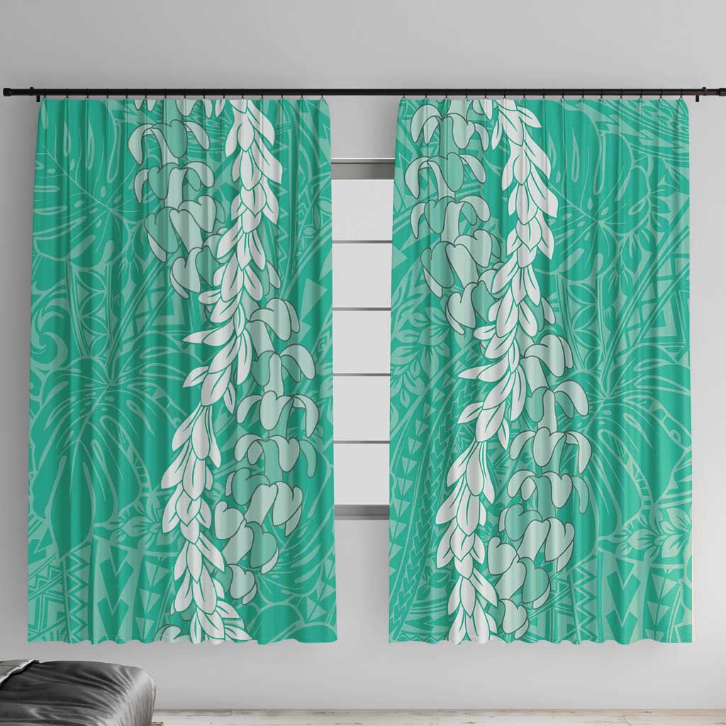 Puakenikeni and Maile Lei Window Curtain Sage Green Double Strand Lei LT9 With Hooks Sage Green - Polynesian Pride