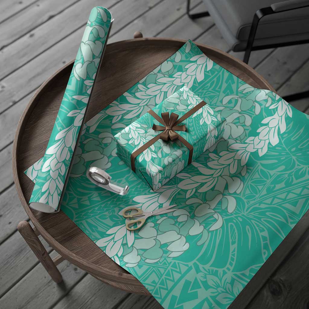Puakenikeni and Maile Lei Wrapping Paper Sage Green Double Strand Lei - Polynesian Pride
