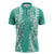 Puakenikeni and Maile Lei Zipper Polo Shirt Sage Green Double Strand Lei - Polynesian Pride