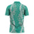 Puakenikeni and Maile Lei Zipper Polo Shirt Sage Green Double Strand Lei - Polynesian Pride