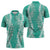 Puakenikeni and Maile Lei Zipper Polo Shirt Sage Green Double Strand Lei - Polynesian Pride