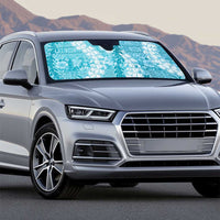 Blue Puakenikeni and Maile Lei Auto Sun Shade Hawaiian Style Tribal Tapa Double Strand Lei - Polynesian Pride