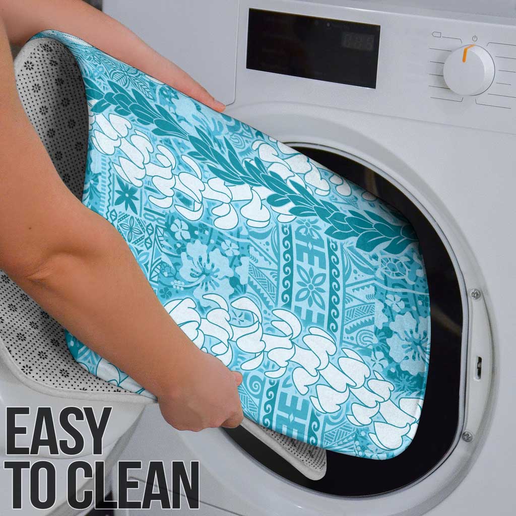 Blue Puakenikeni and Maile Lei Bathroom Set Hawaiian Style Tribal Tapa Double Strand Lei - Polynesian Pride