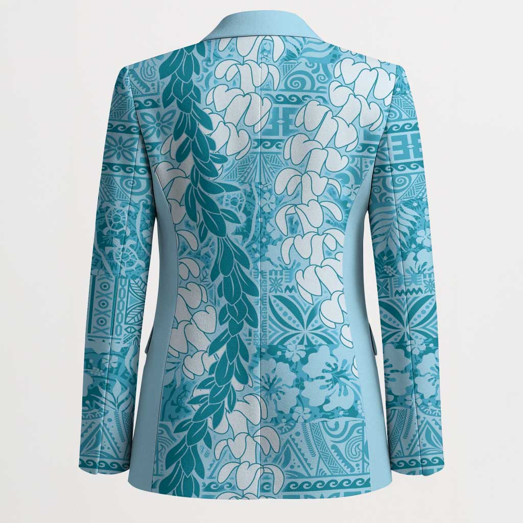 Blue Puakenikeni and Maile Lei Blazer Hawaiian Style Tribal Tapa Double Strand Lei - Polynesian Pride