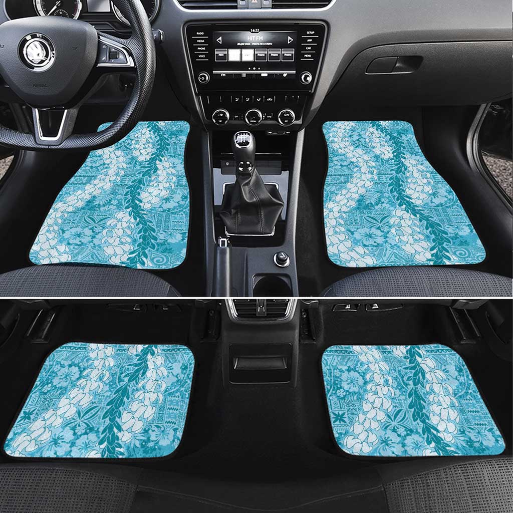 Blue Puakenikeni and Maile Lei Car Mats Hawaiian Style Tribal Tapa Double Strand Lei