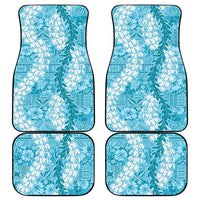 Blue Puakenikeni and Maile Lei Car Mats Hawaiian Style Tribal Tapa Double Strand Lei