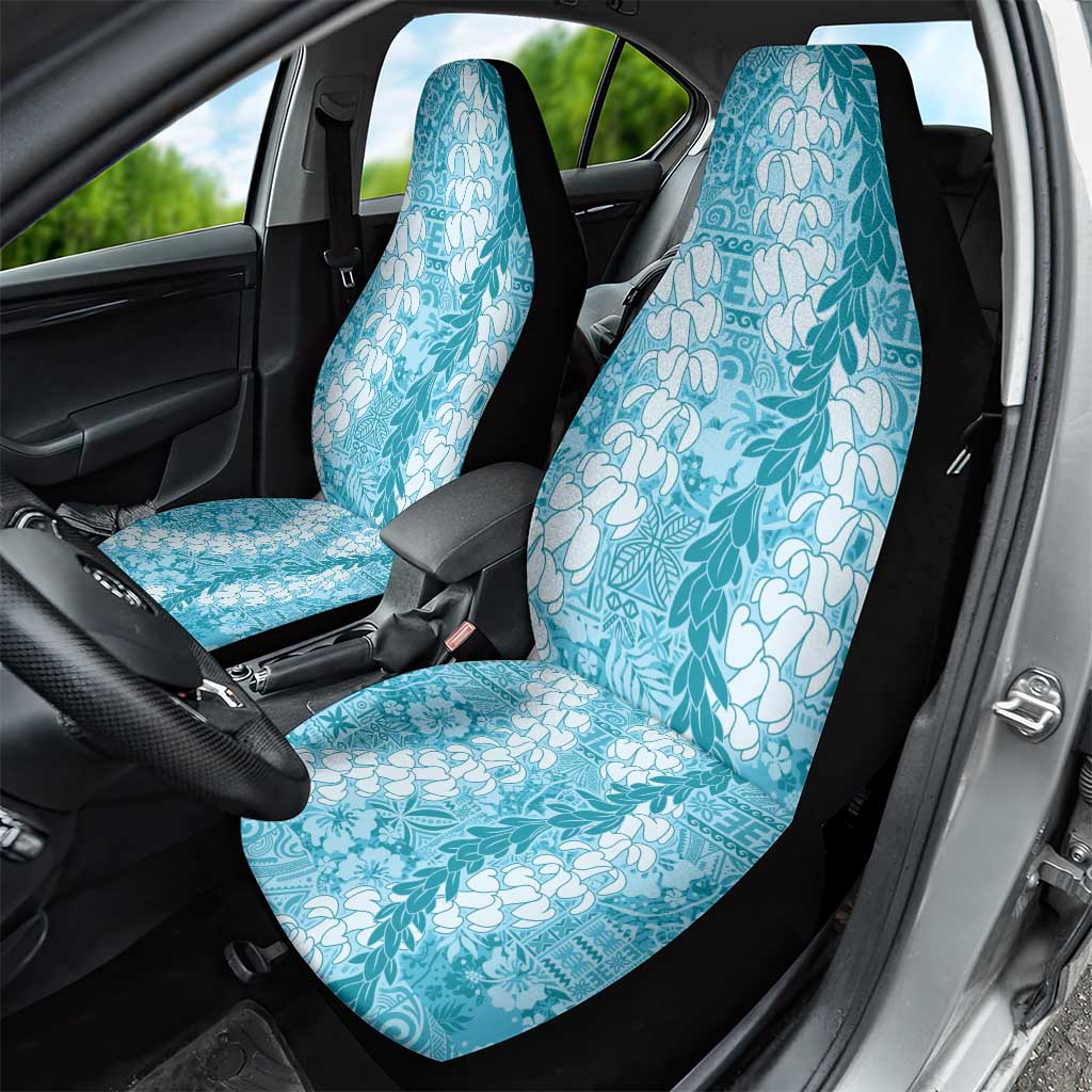 Blue Puakenikeni and Maile Lei Car Seat Cover Hawaiian Style Tribal Tapa Double Strand Lei