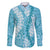 Blue Puakenikeni and Maile Lei Family Matching Off Shoulder Short Dress and Hawaiian Shirt Hawaiian Style Tribal Tapa Double Strand Lei