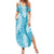 Blue Puakenikeni and Maile Lei Family Matching Summer Maxi Dress and Hawaiian Shirt Hawaiian Style Tribal Tapa Double Strand Lei