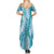 Blue Puakenikeni and Maile Lei Family Matching Summer Maxi Dress and Hawaiian Shirt Hawaiian Style Tribal Tapa Double Strand Lei