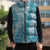 Blue Puakenikeni and Maile Lei Sleeveless Puffer Jacket Hawaiian Style Tribal Tapa Double Strand Lei - Polynesian Pride