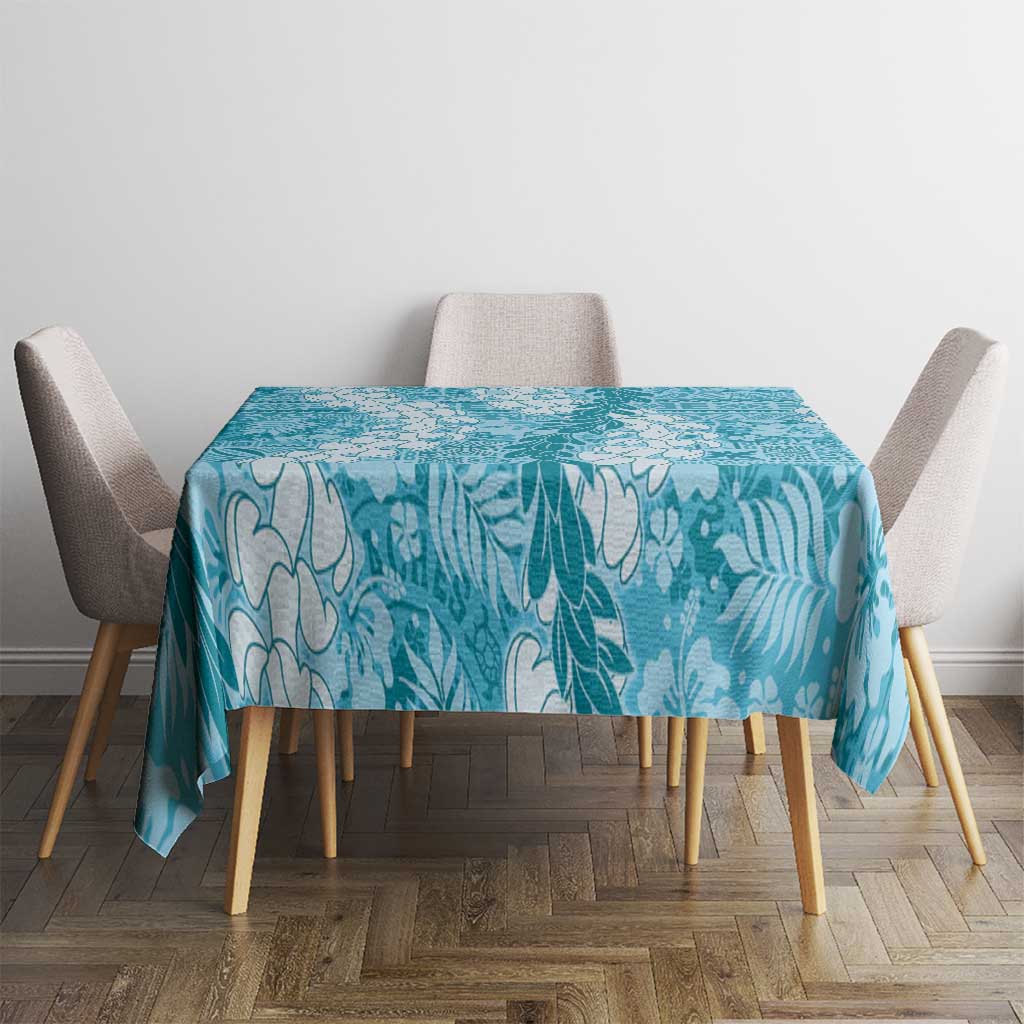 Blue Puakenikeni and Maile Lei Tablecloth Hawaiian Style Tribal Tapa Double Strand Lei