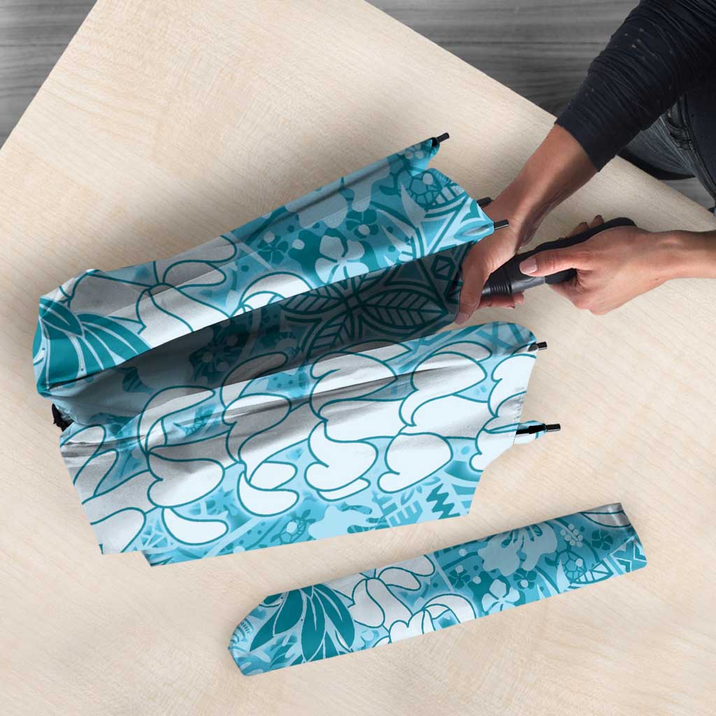 Blue Puakenikeni and Maile Lei Umbrella Hawaiian Style Tribal Tapa Double Strand Lei - Polynesian Pride