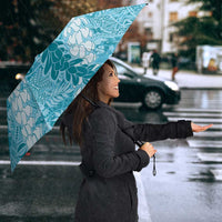 Blue Puakenikeni and Maile Lei Umbrella Hawaiian Style Tribal Tapa Double Strand Lei - Polynesian Pride