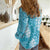 Blue Puakenikeni and Maile Lei Women Casual Shirt Hawaiian Style Tribal Tapa Double Strand Lei