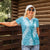 Blue Puakenikeni and Maile Lei Women Polo Shirt Hawaiian Style Tribal Tapa Double Strand Lei