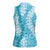Blue Puakenikeni and Maile Lei Women Sleeveless Polo Shirt Hawaiian Style Tribal Tapa Double Strand Lei