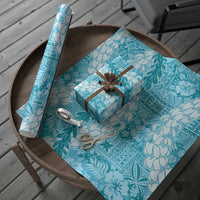 Blue Puakenikeni and Maile Lei Wrapping Paper Hawaiian Style Tribal Tapa Double Strand Lei - Polynesian Pride