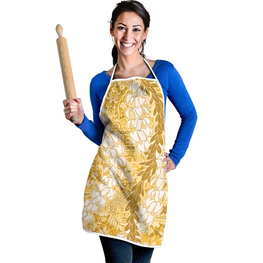 Gold Puakenikeni and Maile Lei Apron Hawaiian Style Tribal Tapa Double Strand Lei - Polynesian Pride