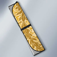 Gold Puakenikeni and Maile Lei Auto Sun Shade Hawaiian Style Tribal Tapa Double Strand Lei - Polynesian Pride