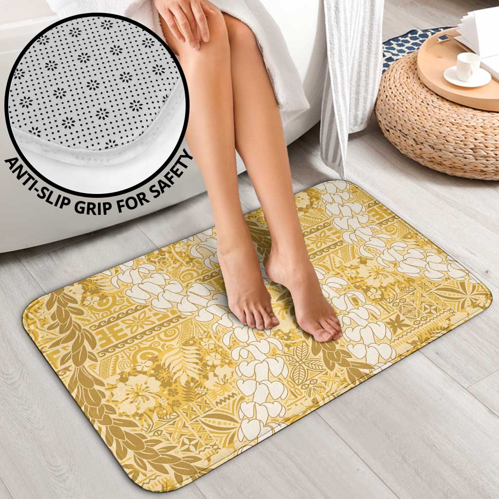 Gold Puakenikeni and Maile Lei Bathroom Set Hawaiian Style Tribal Tapa Double Strand Lei - Polynesian Pride