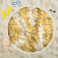 Gold Puakenikeni and Maile Lei Beach Blanket Hawaiian Style Tribal Tapa Double Strand Lei