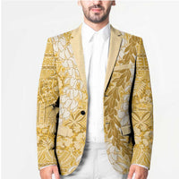 Gold Puakenikeni and Maile Lei Blazer Hawaiian Style Tribal Tapa Double Strand Lei - Polynesian Pride